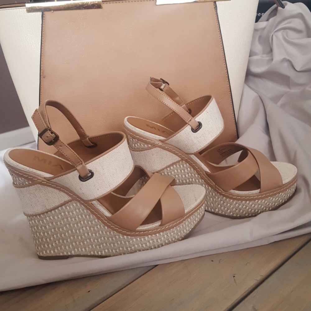 MIA.  Wedge Heel Tan Sandal